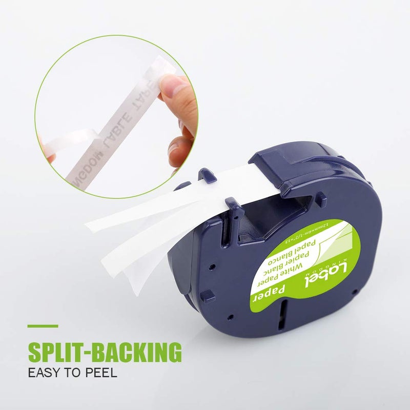 Label KINGDOM 8-Pack Label KINGDOM Label Compatible with DYMO LetraTag Label Maker Refills 91330 White Paper Tape Refills 12mm x 4m (1/2" x 13') for Labeler Letra Tag 200B LT 100H 100T Plus - Image 3